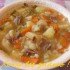 Рассольник с перловкой на мясном бульоне.