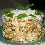 Бутербродный торт с грибами и курицей