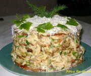 Бутербродный торт с грибами и курицей